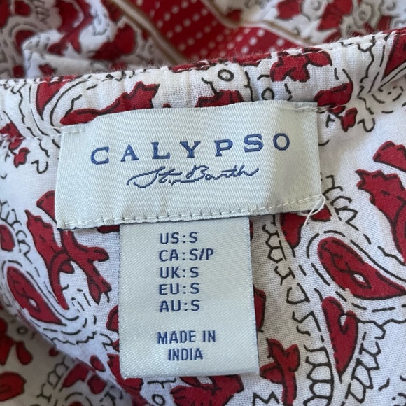 Calypso St Barth Puff Sleeve Peasant Top Small Floral Boho Prairie Cotton - Picture 5 of 6